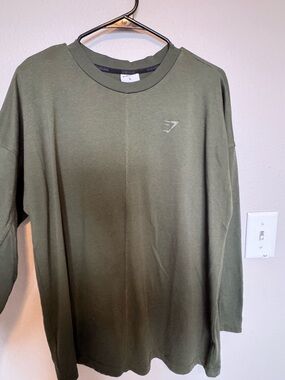 Gymshark Olive Long Sleeve Crewneck Tee - Men's